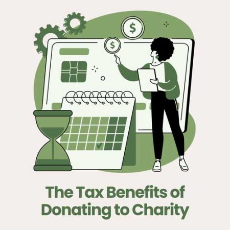 Illustration showing benefits of donating to charity with a focus on tax advantages.
